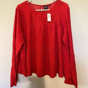Red Tiered Peplum Blouse